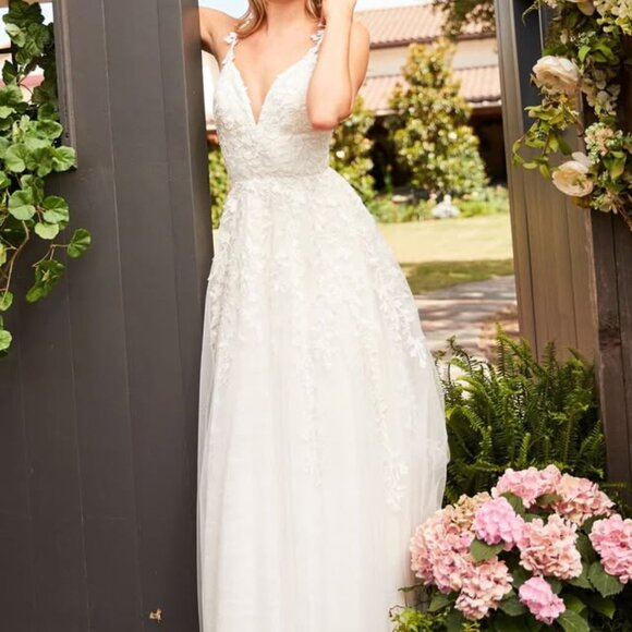 Sherri Hill 52342 Ivory Lace Gown Size 14 New with Garment Bag - Picture 2 of 5